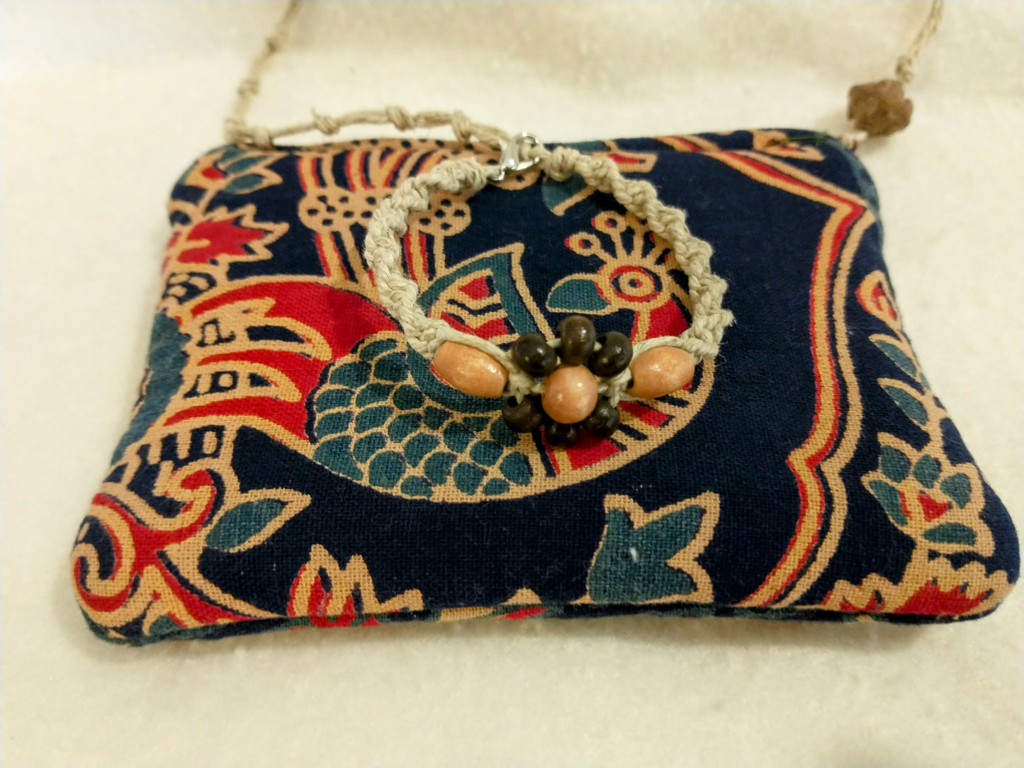 Birdsong Hemp Flower bracelet and Zipper Pouch Set