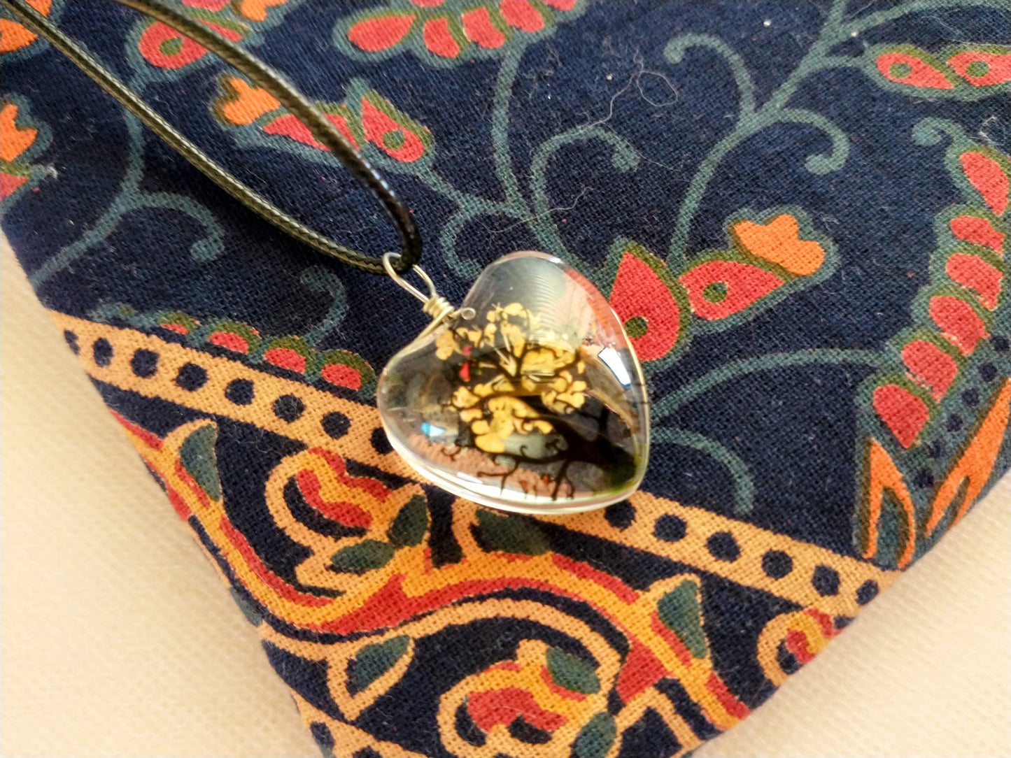 Paisley Batik Zipper Pouch with Butterfly Tree of Life Necklace