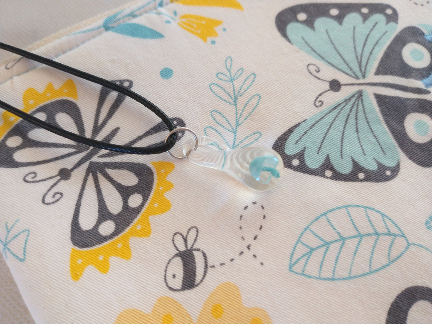 Butterfly Bolt Zipper Pouch with Glass Mushroom Necklace