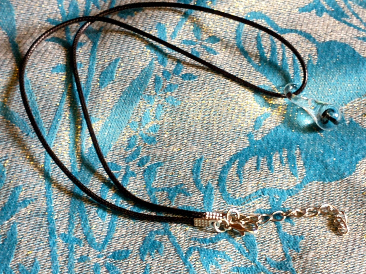 Black Glass Mushroom Pendant Necklace