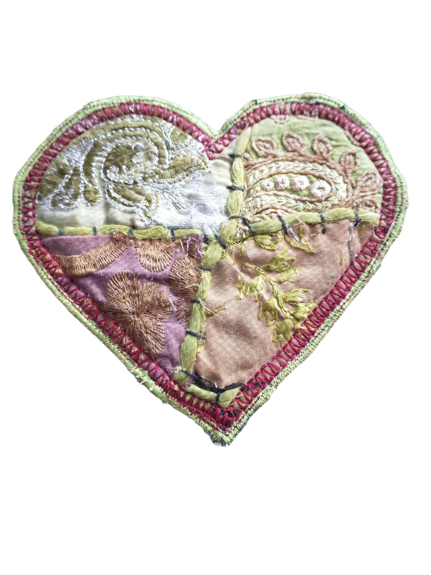 Crazy Quilted Patchwork Heart Patch