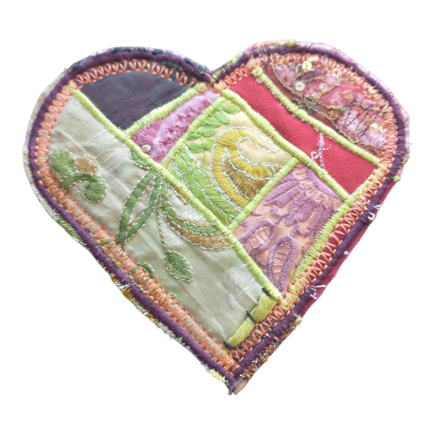 Crazy Quilt Patchwork Heart Patch