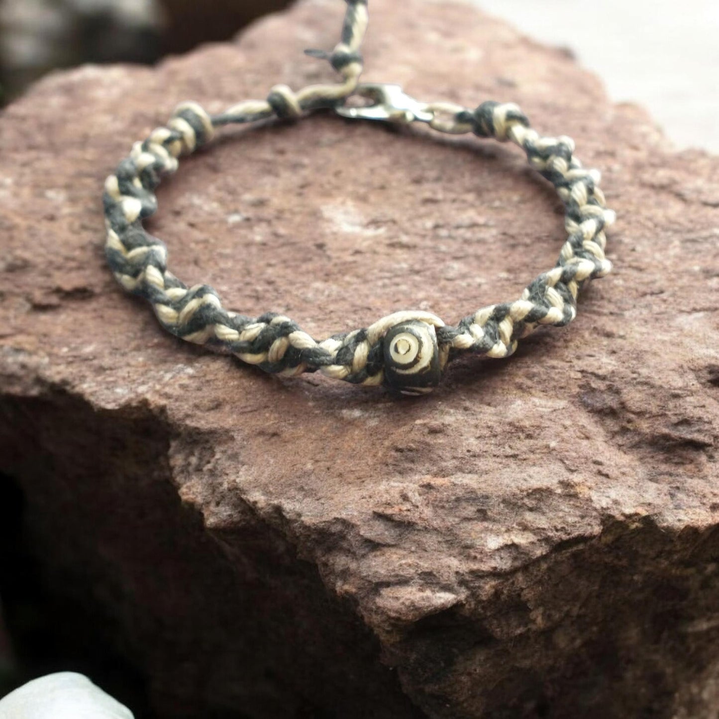Men's Bone Bead Handmade Hemp Bracelet
