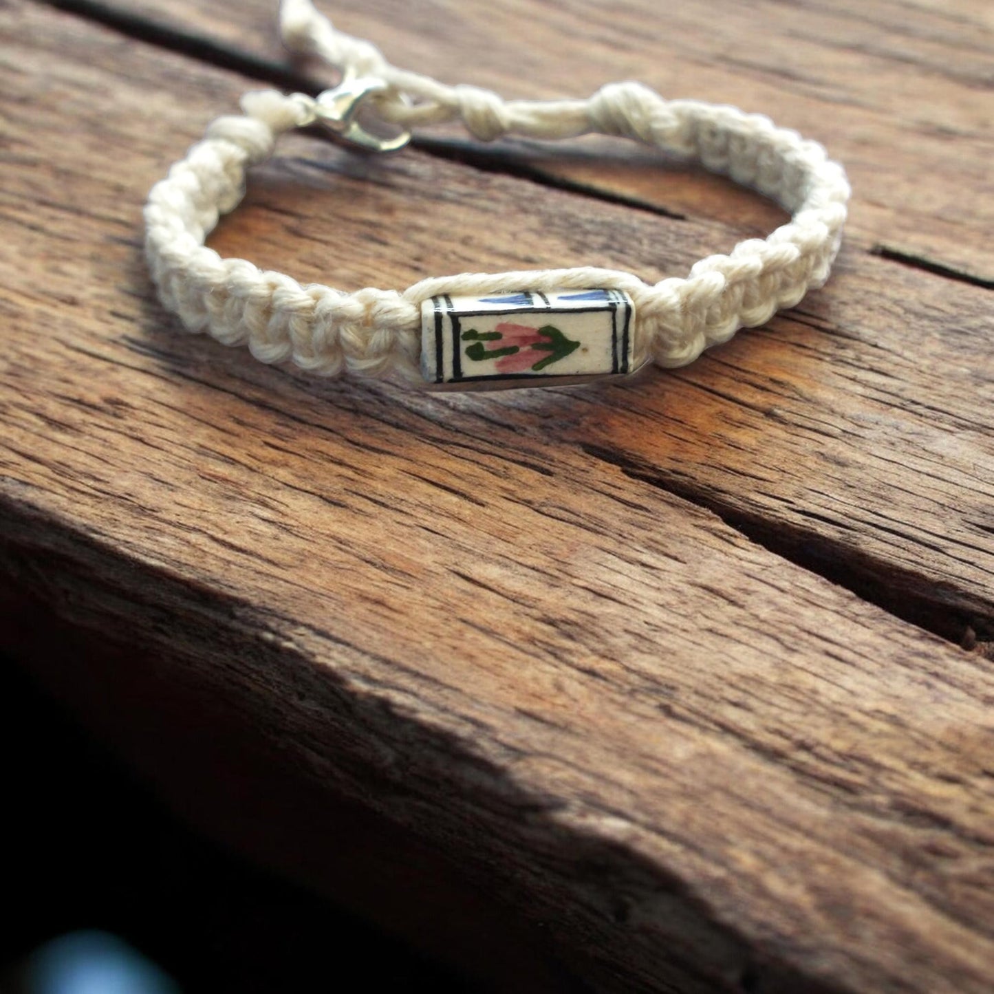 Peruvian Clay Bead Handmade Hemp Bracelet