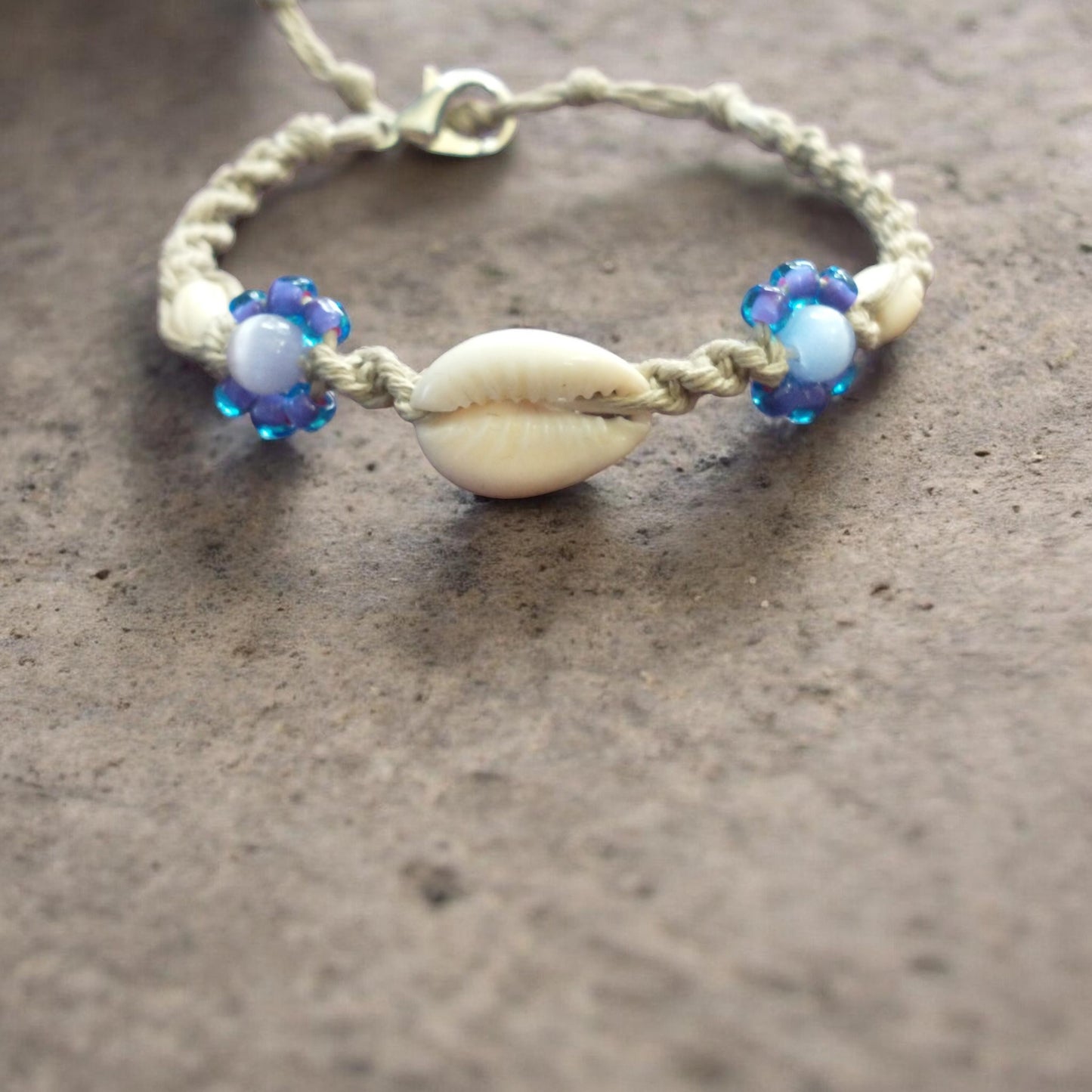 Cowrie Shell Flower Handmade Hemp Bracelet