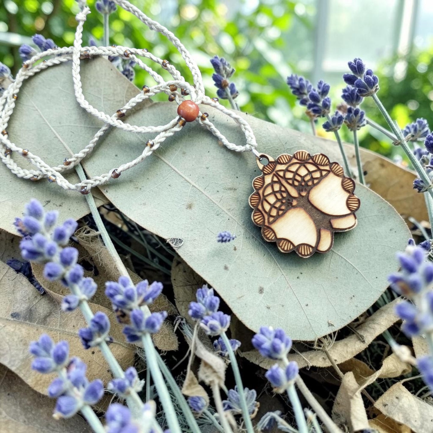 Tree of Life Pendant LONG Handmade Hemp Necklace