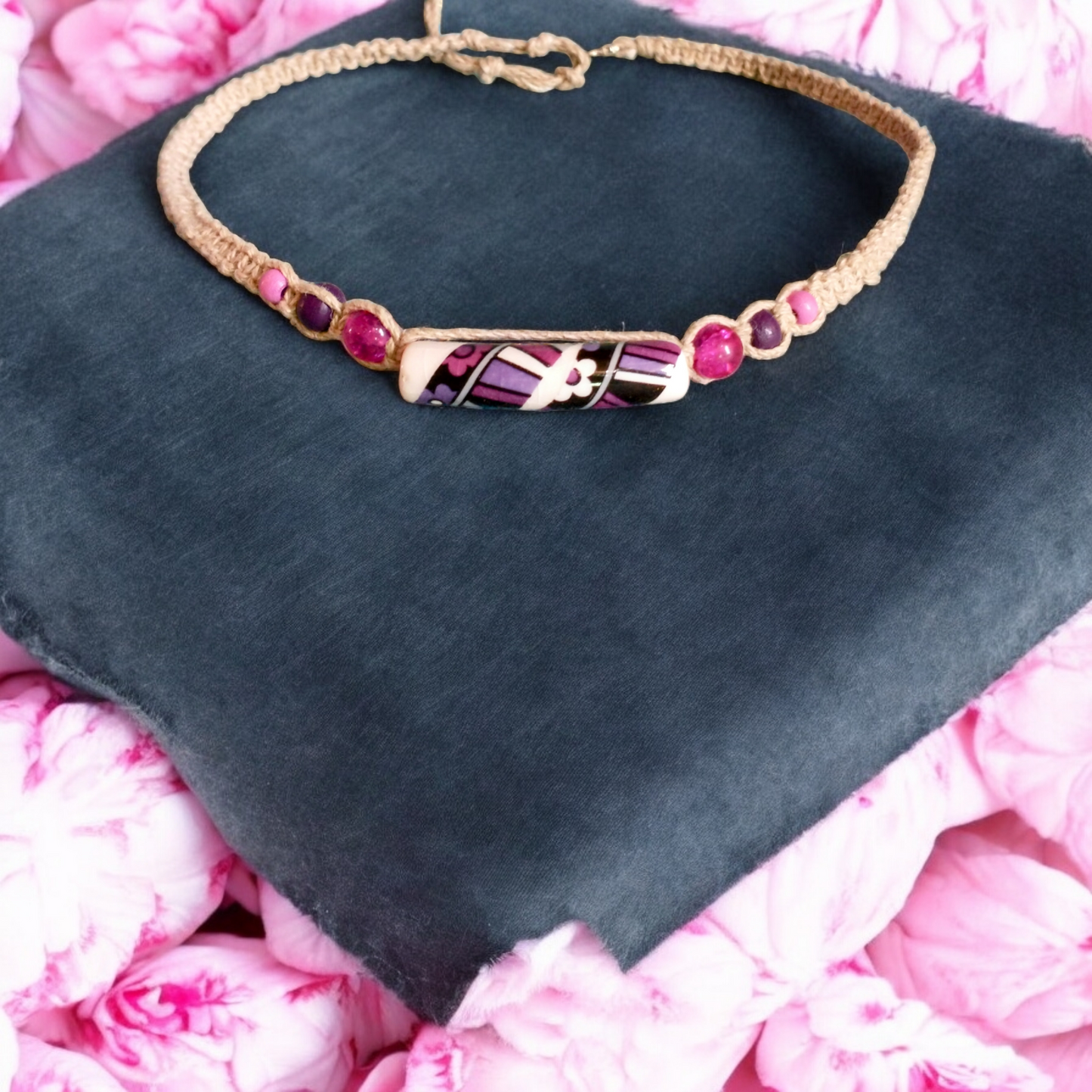 Peruvian Ceramic Bead Hemp Necklace