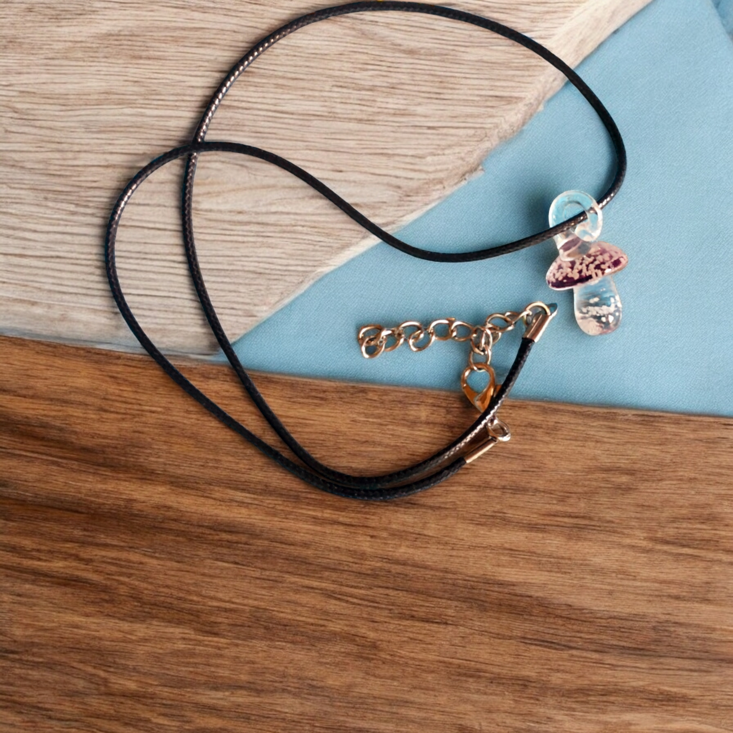 Glow in the Dark Glass Mushroom Pendant Necklace
