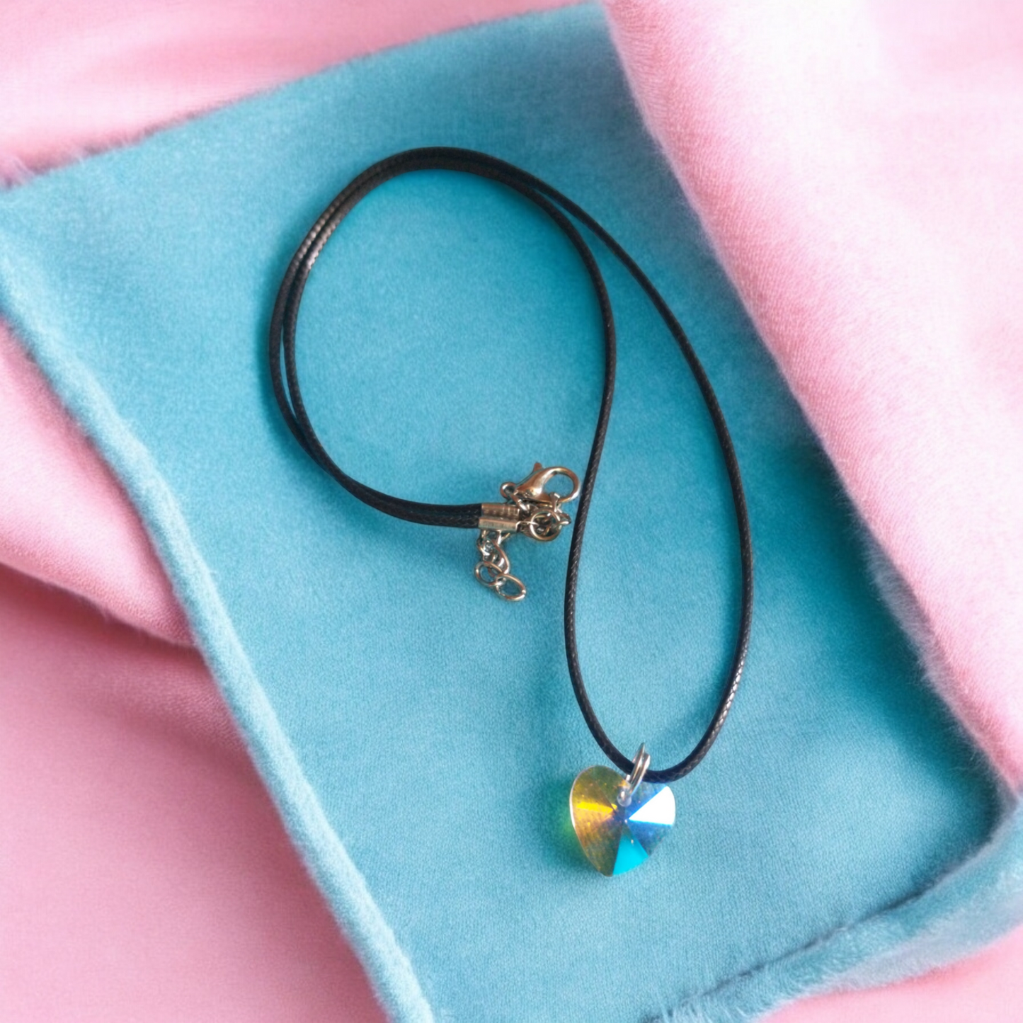 Crystal Glass Heart Pendant Necklace