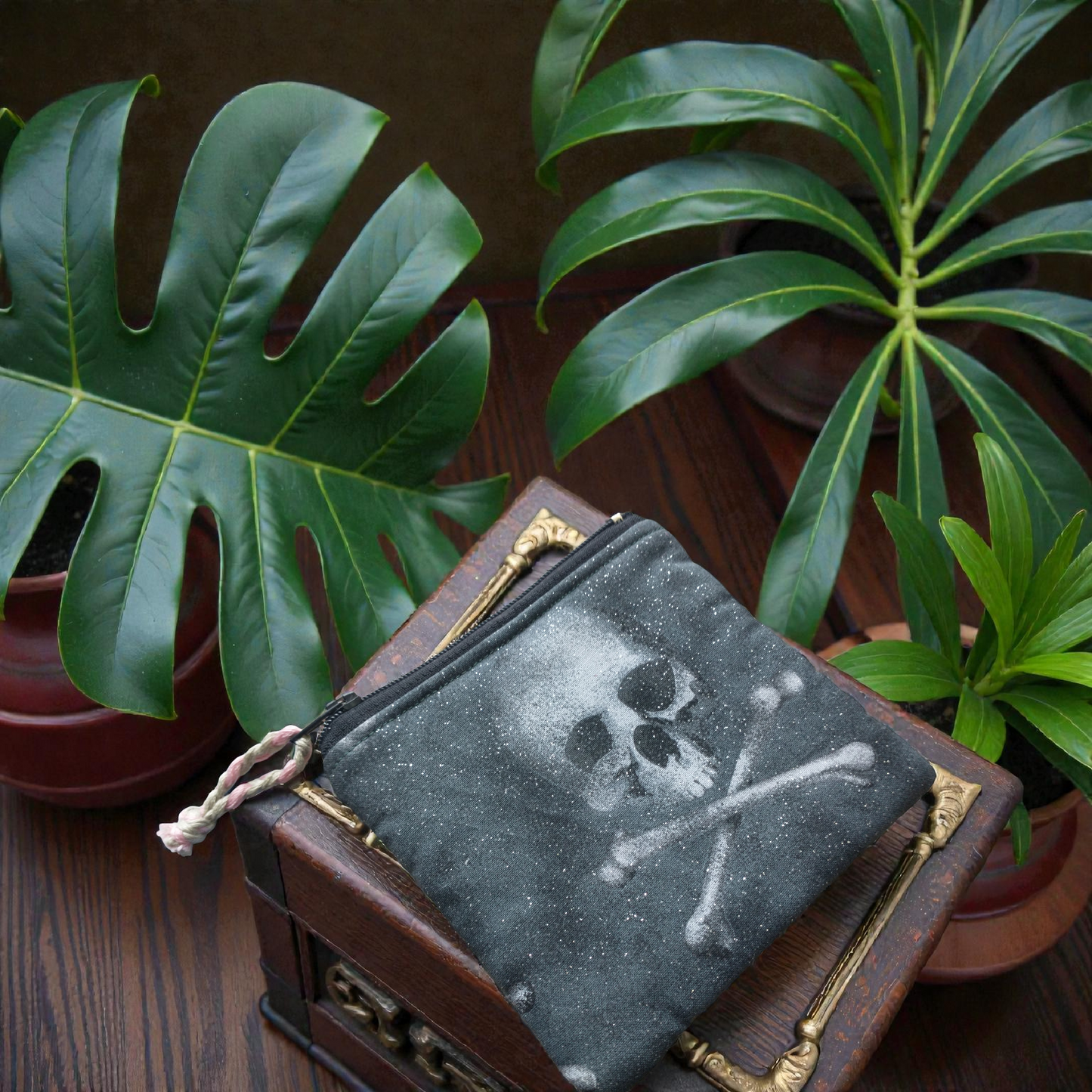 Glitter Skull and Cross Bones Coin Purse