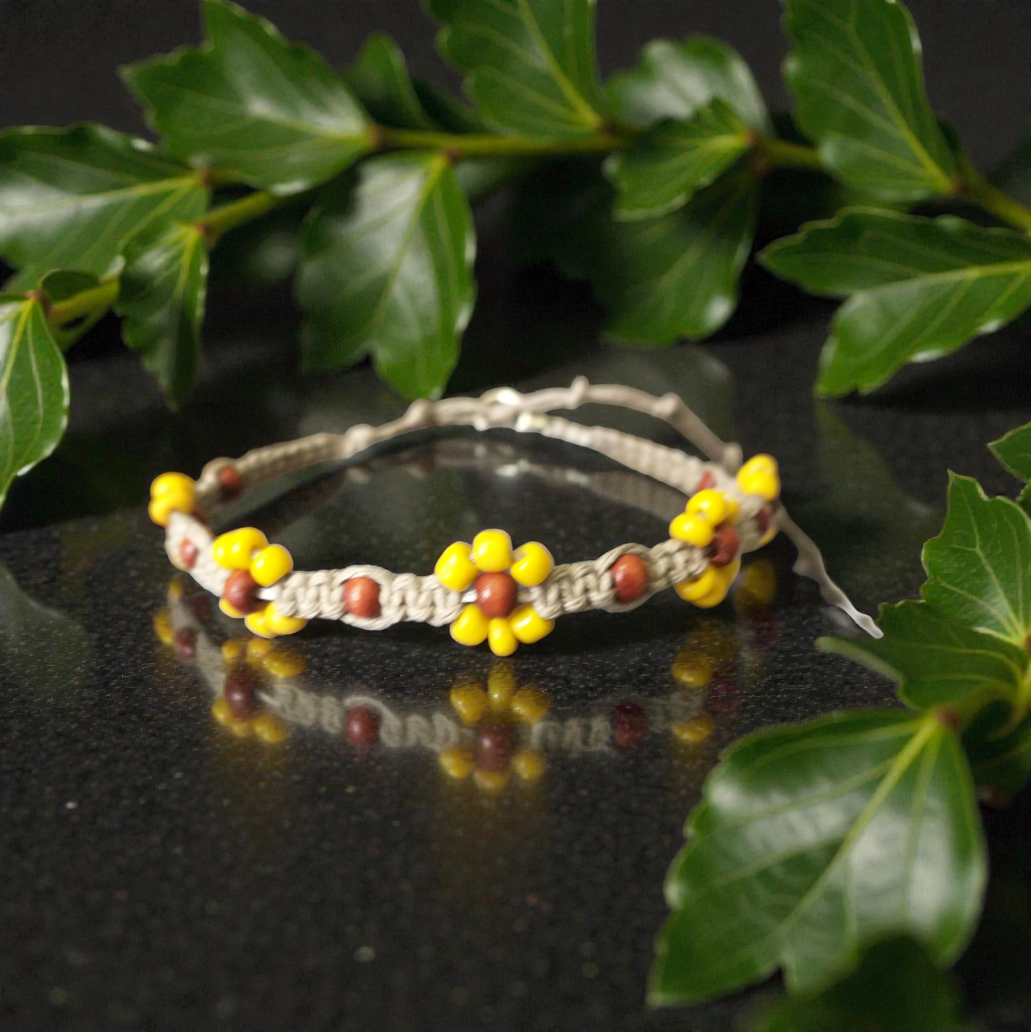 Sunflower Anklet Hemp Ankle Bracelet