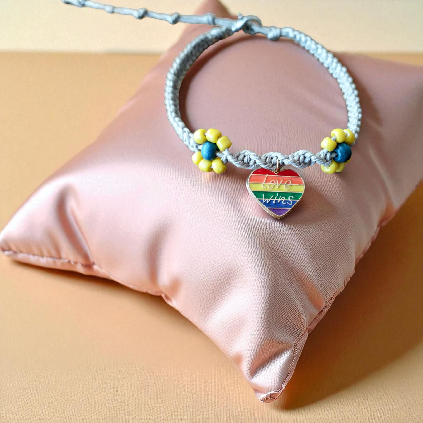 LOVE WINS Rainbow Heart Hemp Anklet