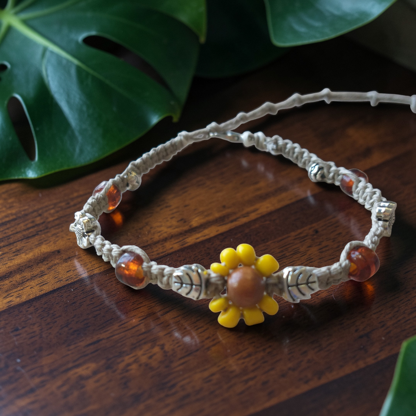 Sunflower Anklet Hemp Ankle Bracelet