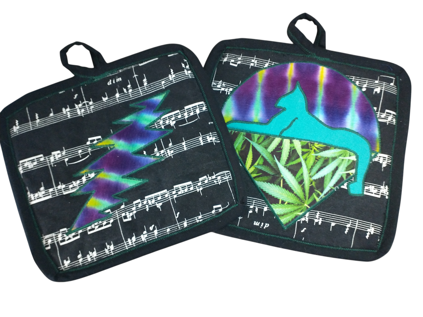 Cats Tye Dye Music Pot Holder Set