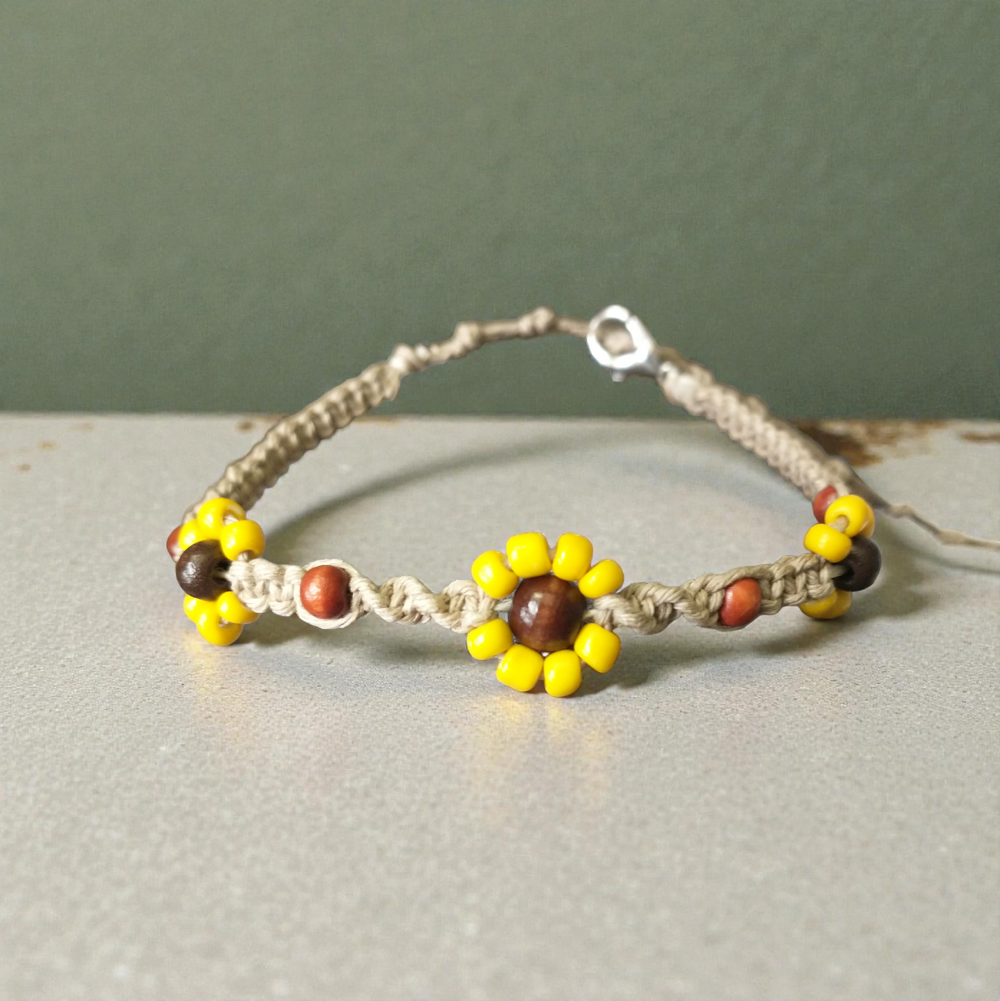 Sunflower Anklet Hemp Ankle Bracelet