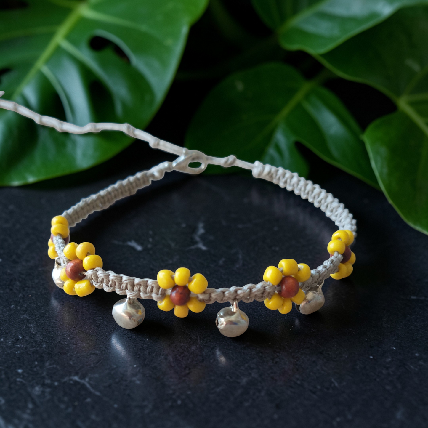 Sunflower Bell Anklet Hemp Ankle Bracelet