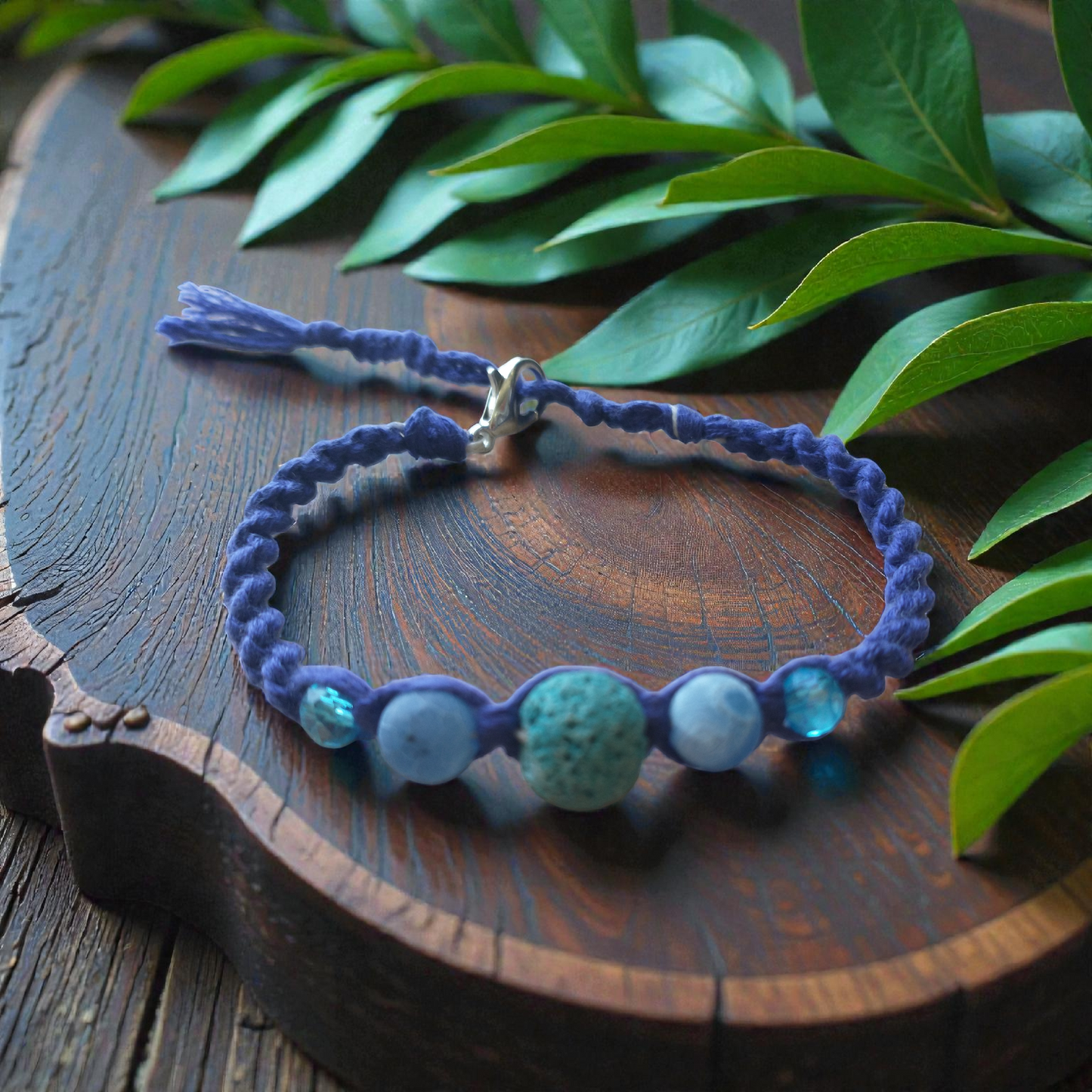 Blue Agate Lava Stone Bracelet