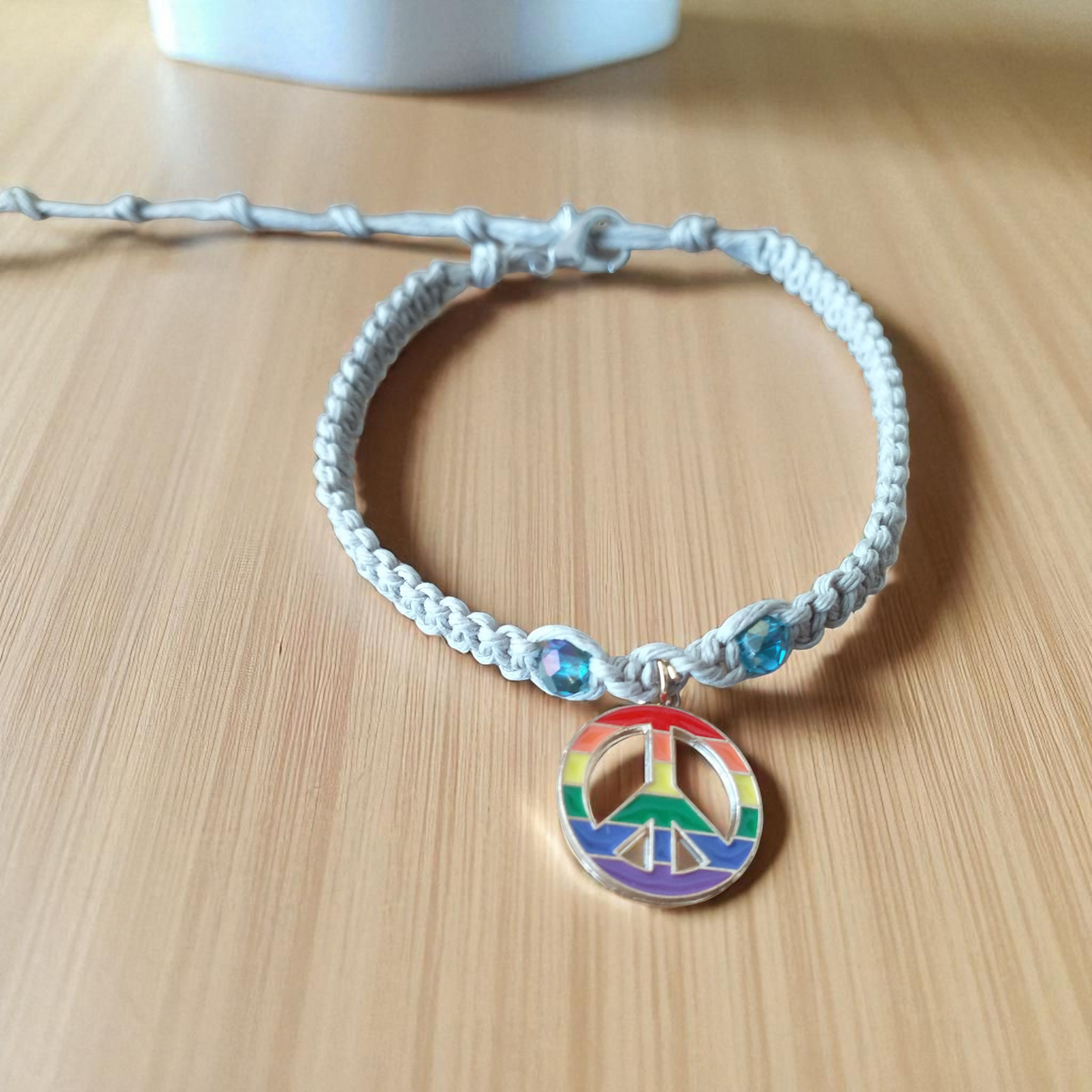 PRIDE Rainbow Peace Sign Anklet
