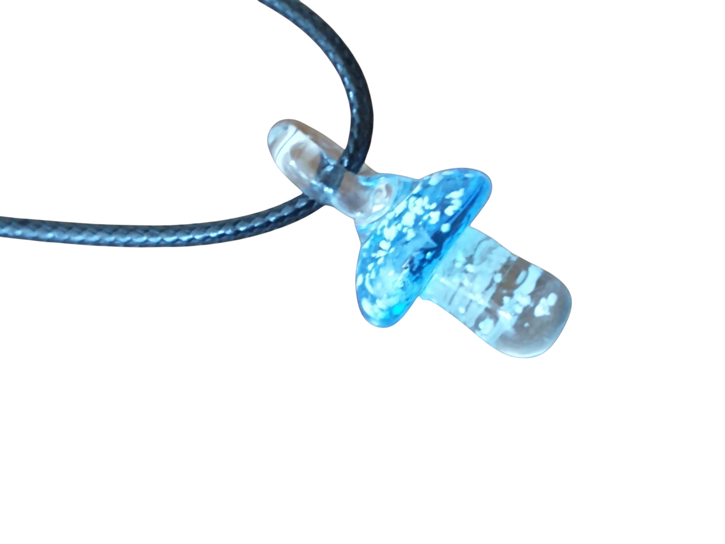 Glow in the Dark Glass Mushroom Pendant Necklace