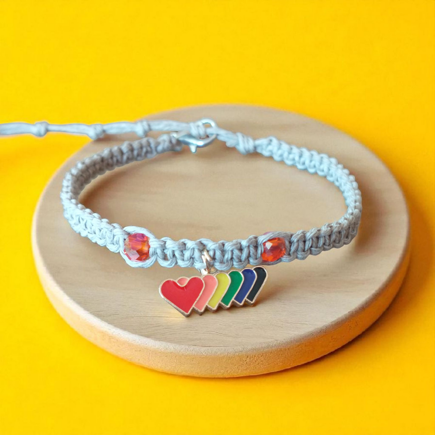 Rainbow Love Charm Hemp Anklet