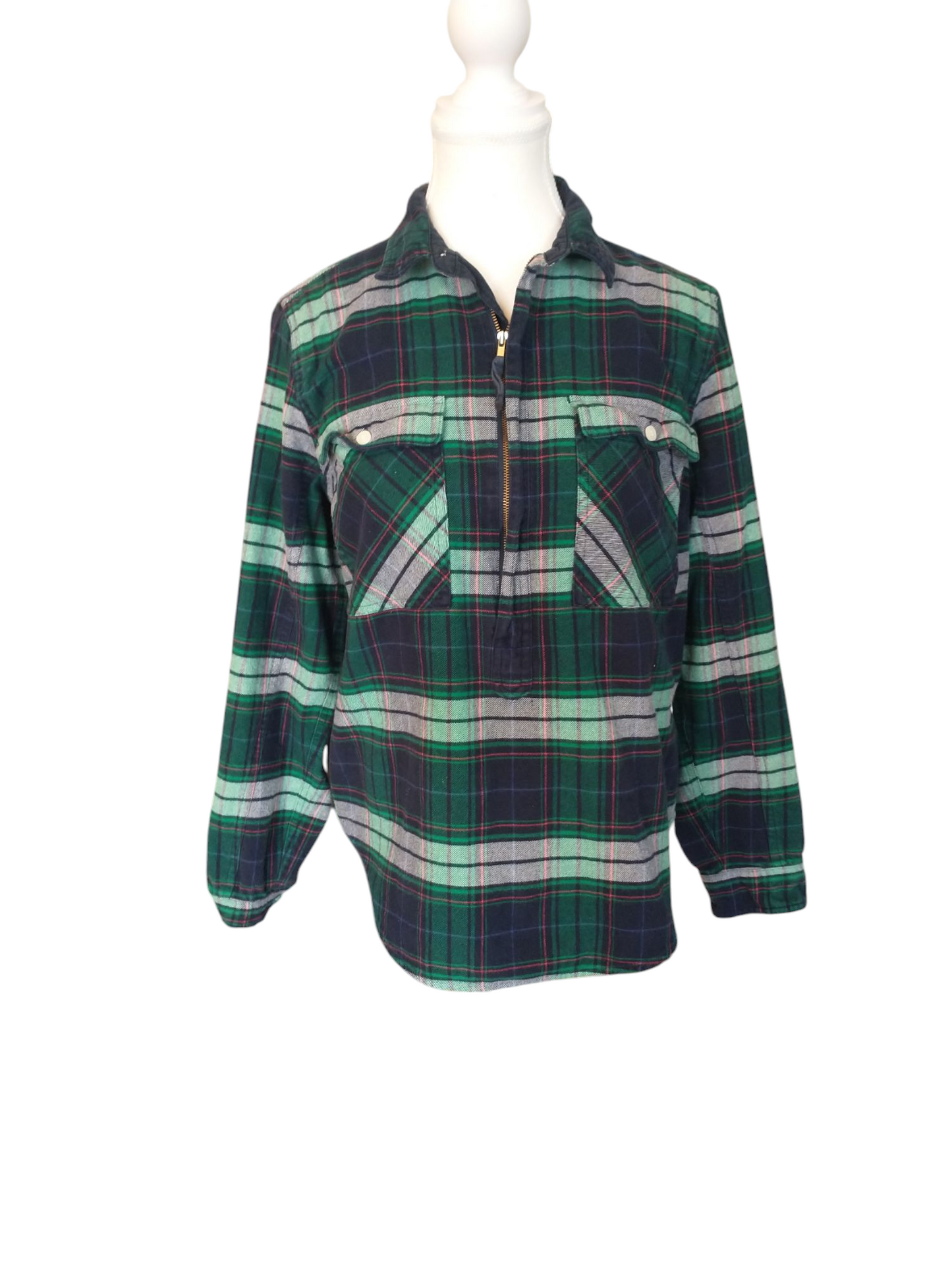 Patchwork Roses Mushroom Bolt Patch Upcycle Flannel Women's Small