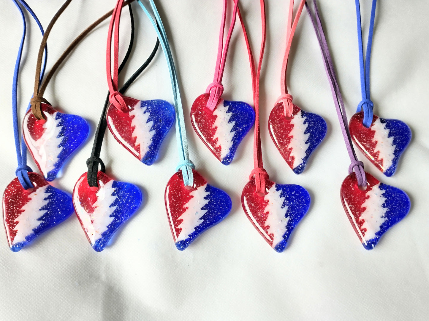 Glass Glitter Heart Pendants