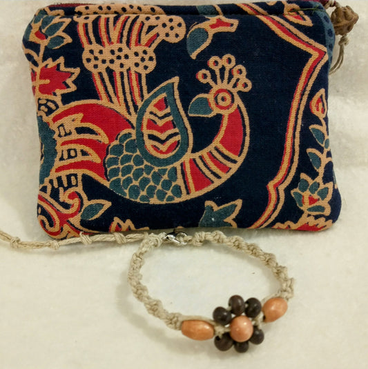 Birdsong Hemp Flower bracelet and Zipper Pouch Set