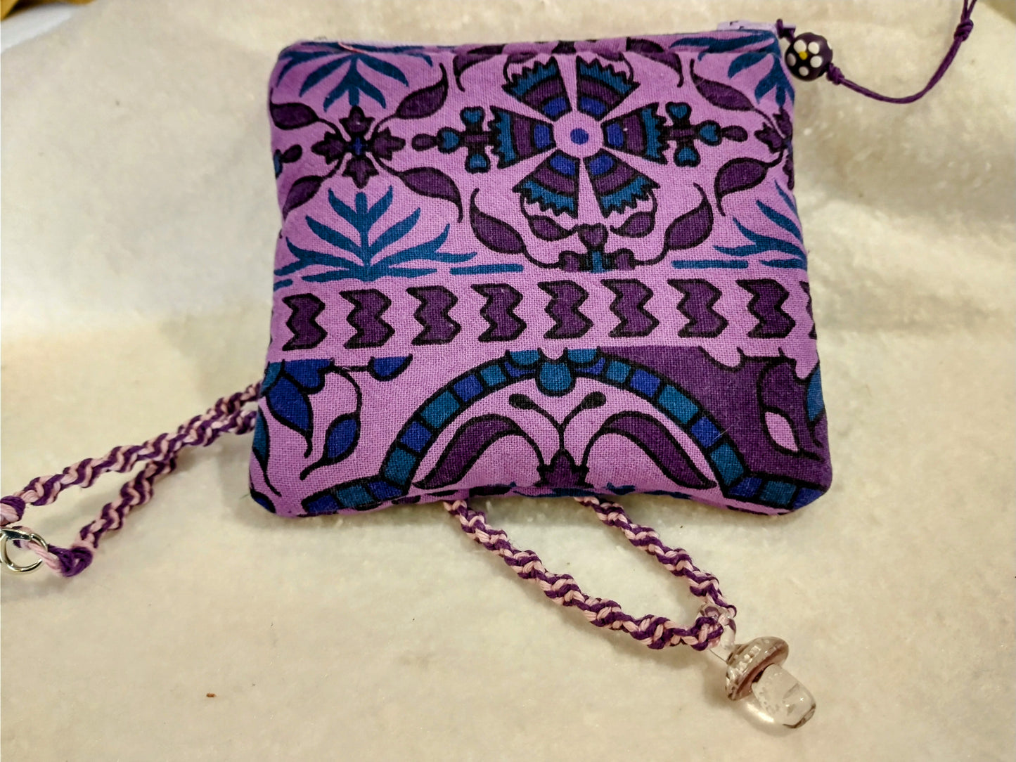 Glow in the Dark Mushroom Hemp Necklace and Zipper Pouch Set