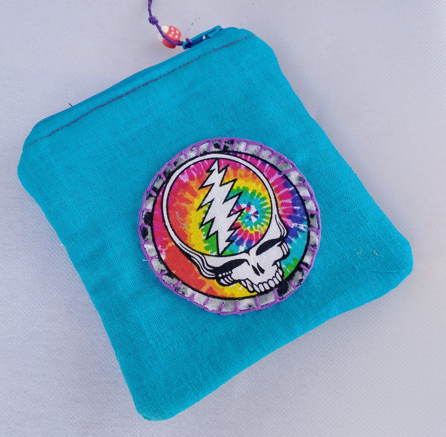 Rainbow Stealie Hand Stitched Zipper Pouch Coin Purse