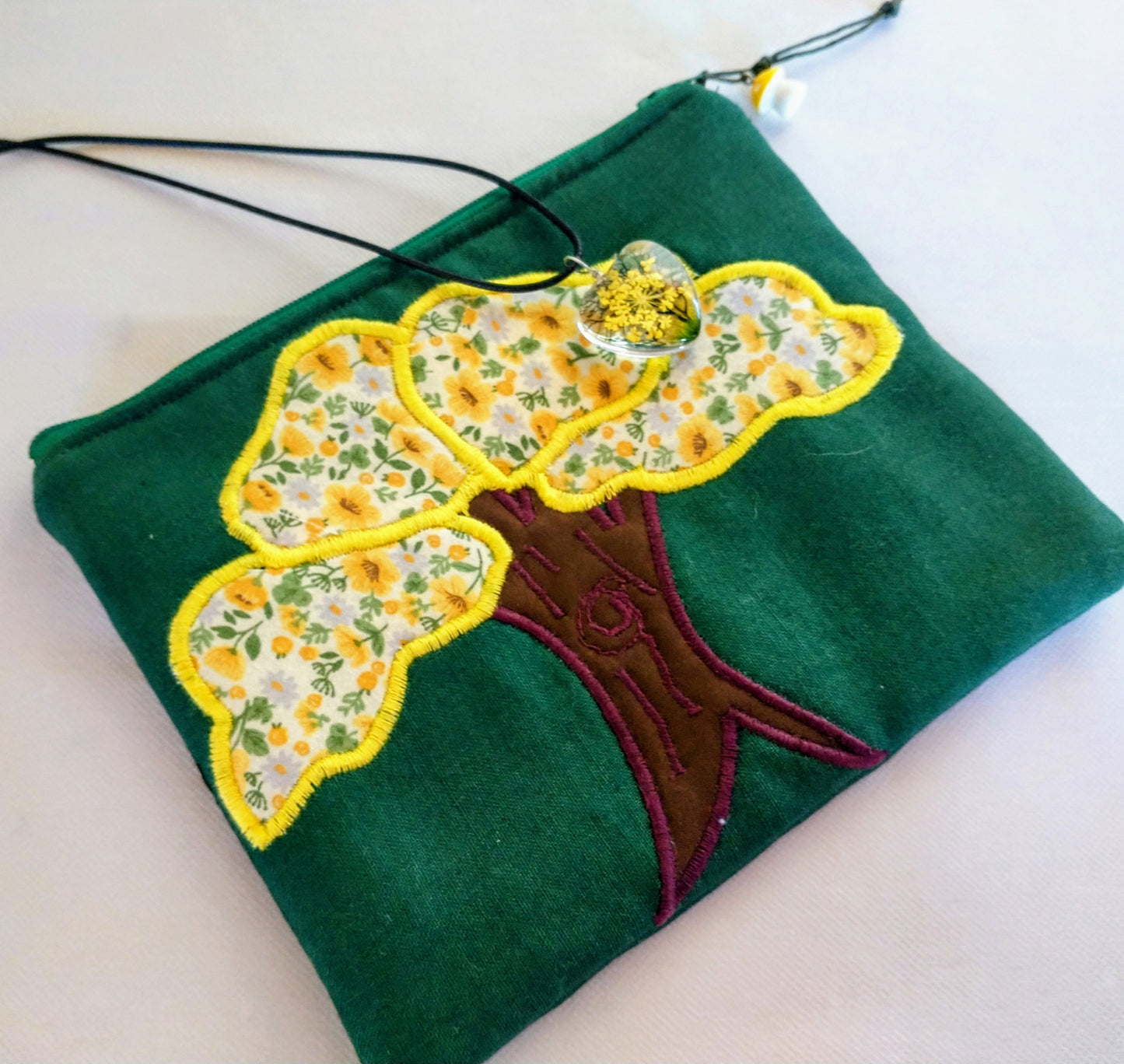 Tree Zipper Pouch and Butterfly Tree Pendant Necklace