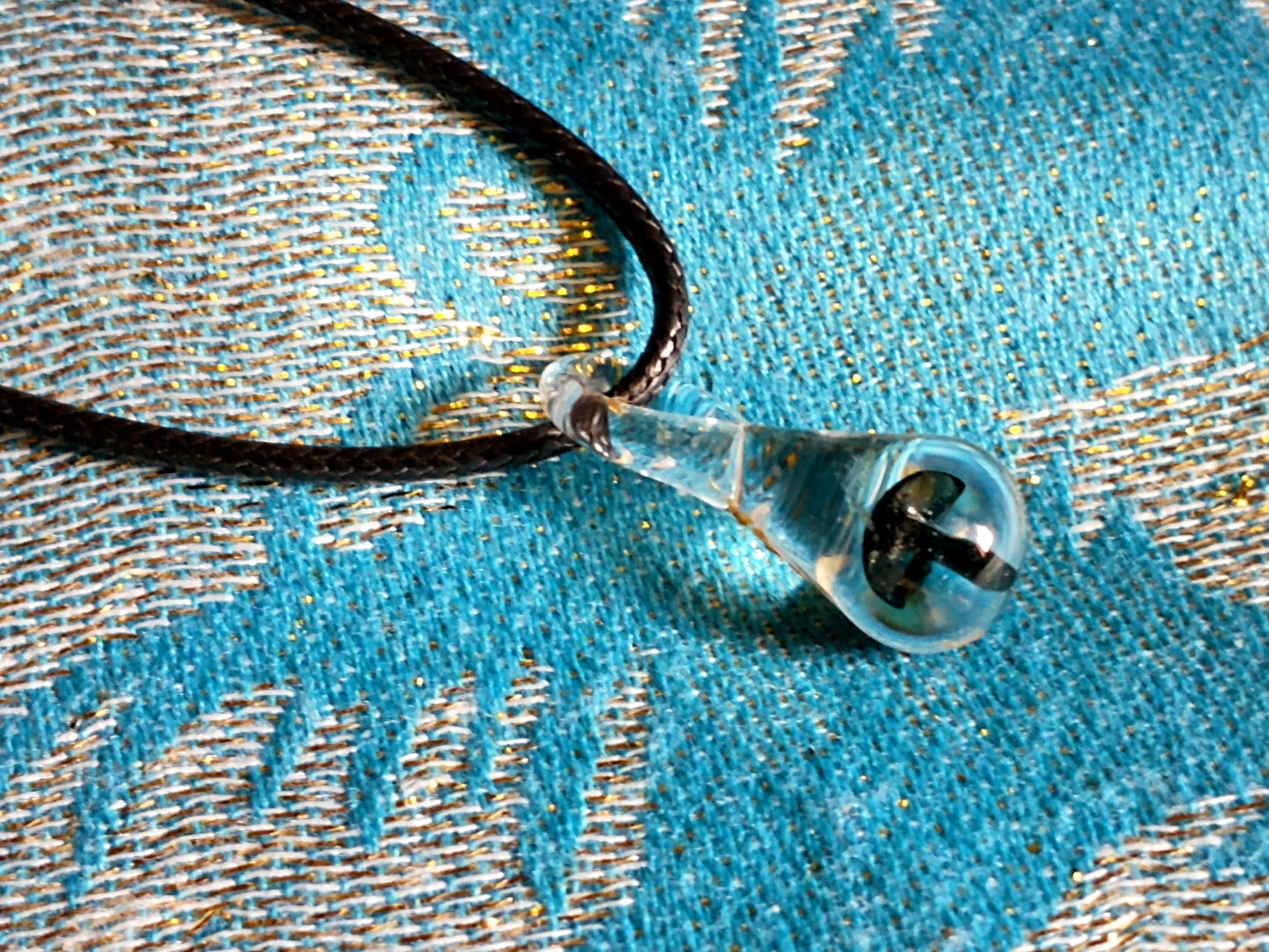 Black Glass Mushroom Pendant Necklace