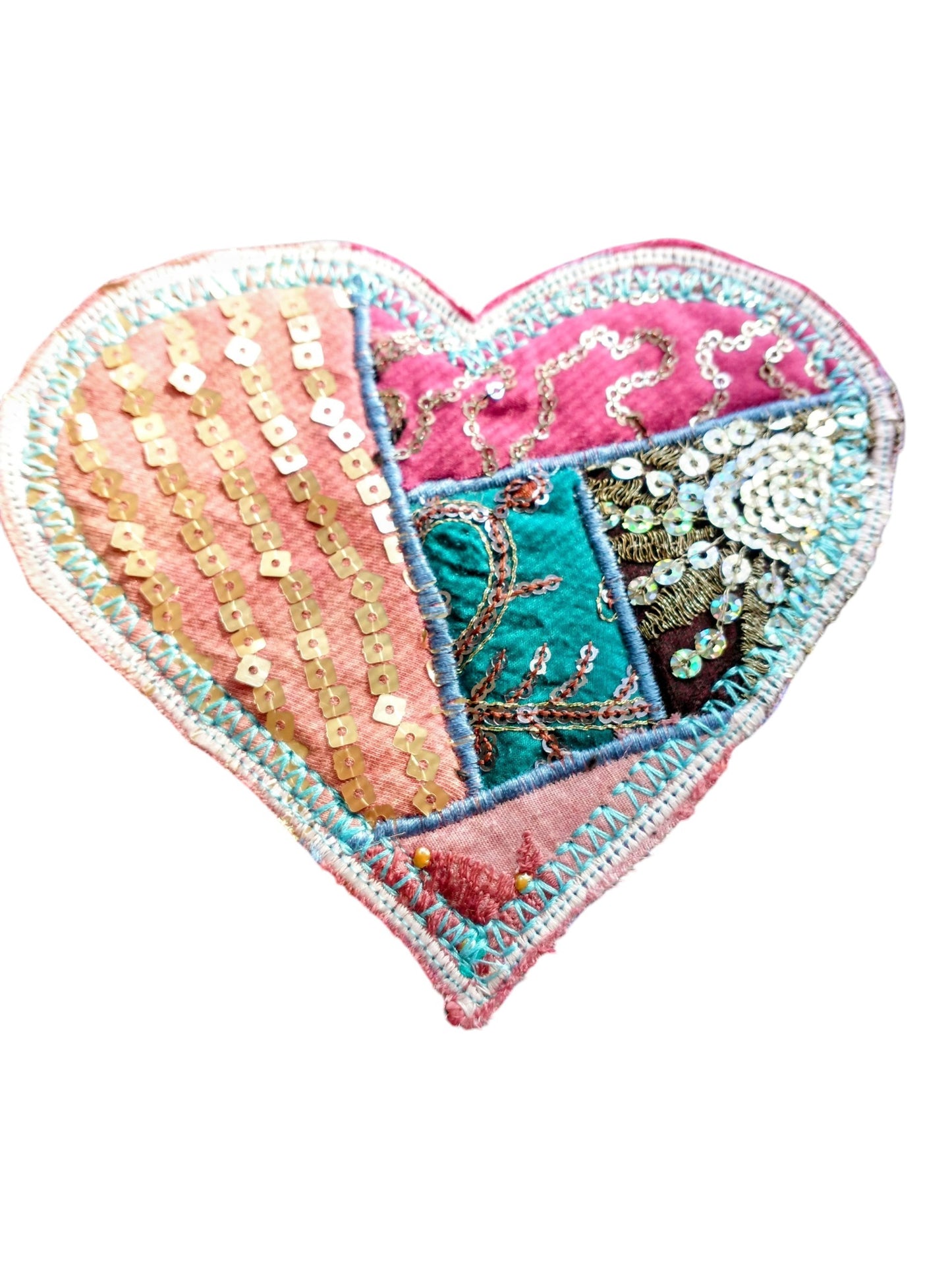 Crazy Quilt Patchwork Heart Patch