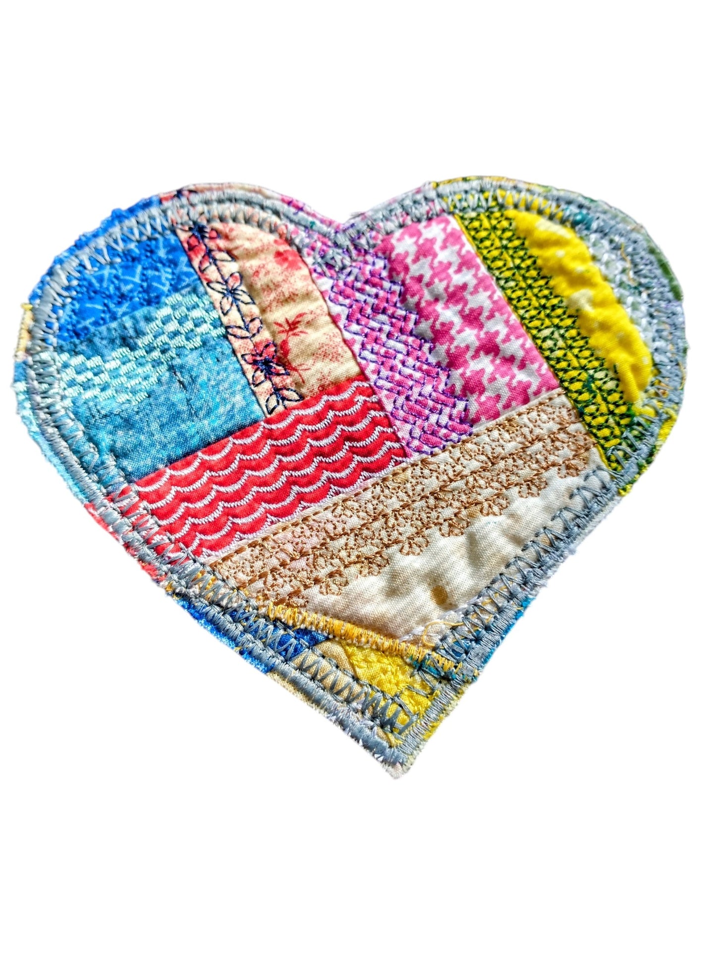 Crazy Quilt Patchwork Heart Patch