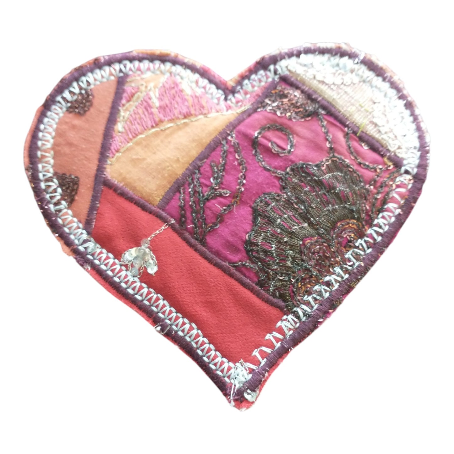 Crazy Quilt Patchwork Heart Patch