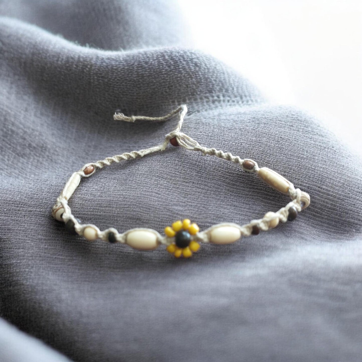Sunflower Handmade Hemp Necklace