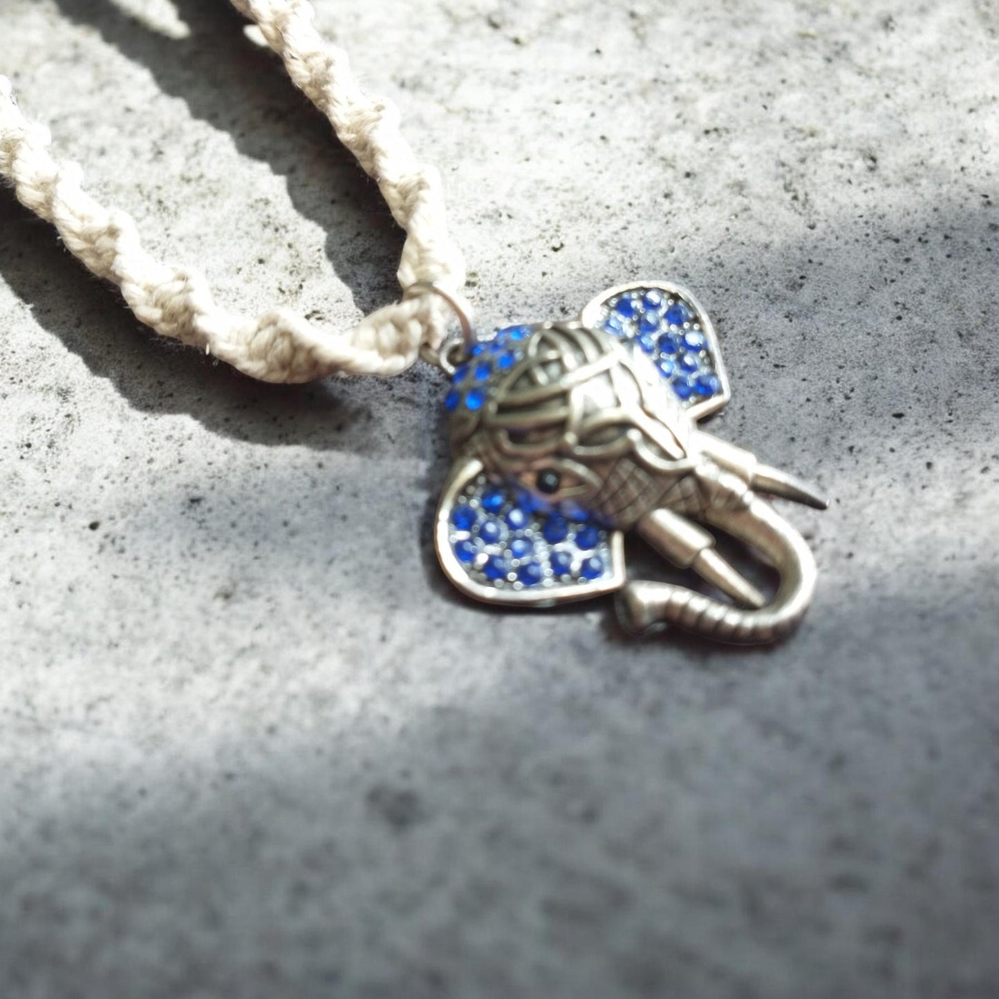 Vintage Elephant Pendant Handmade Hemp Necklace
