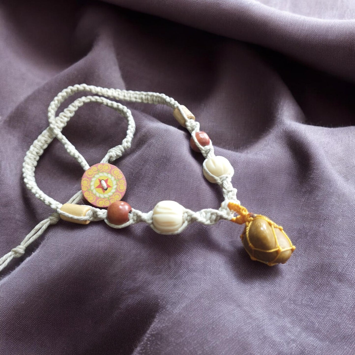 Tigers Eye Pendant Handmade Hemp Necklace