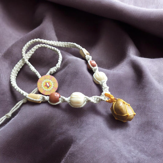 Tigers Eye Pendant Handmade Hemp Necklace