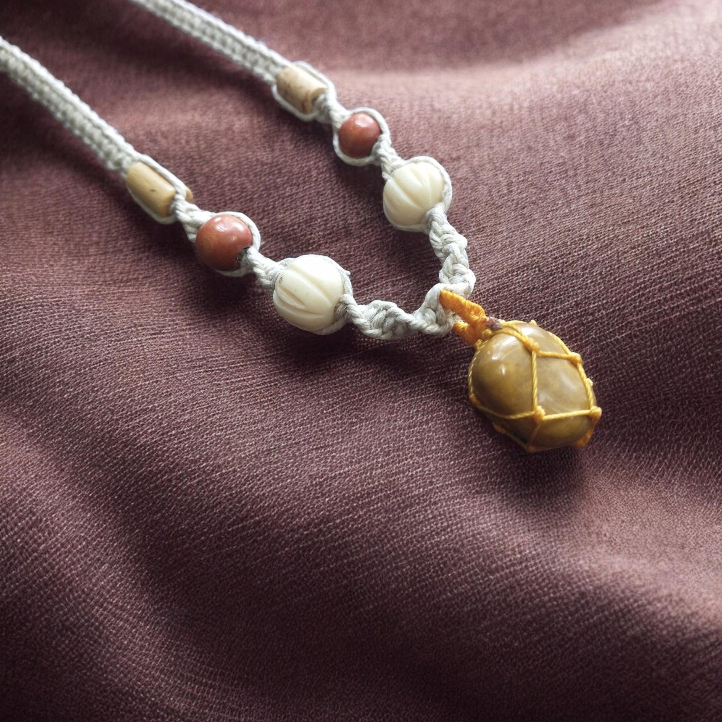 Tigers Eye Pendant Handmade Hemp Necklace