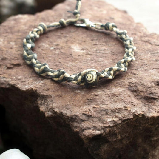 Men's Bone Bead Handmade Hemp Bracelet
