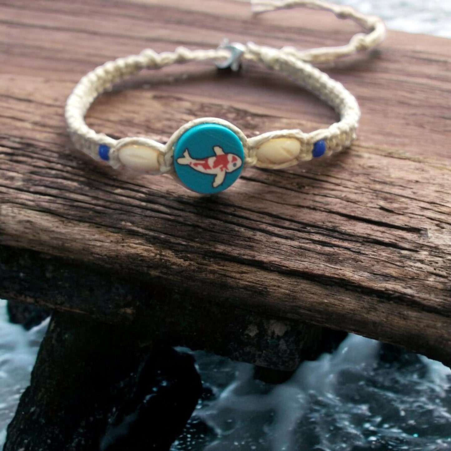 Clay Fish Bead Handmade Hemp Bracelet