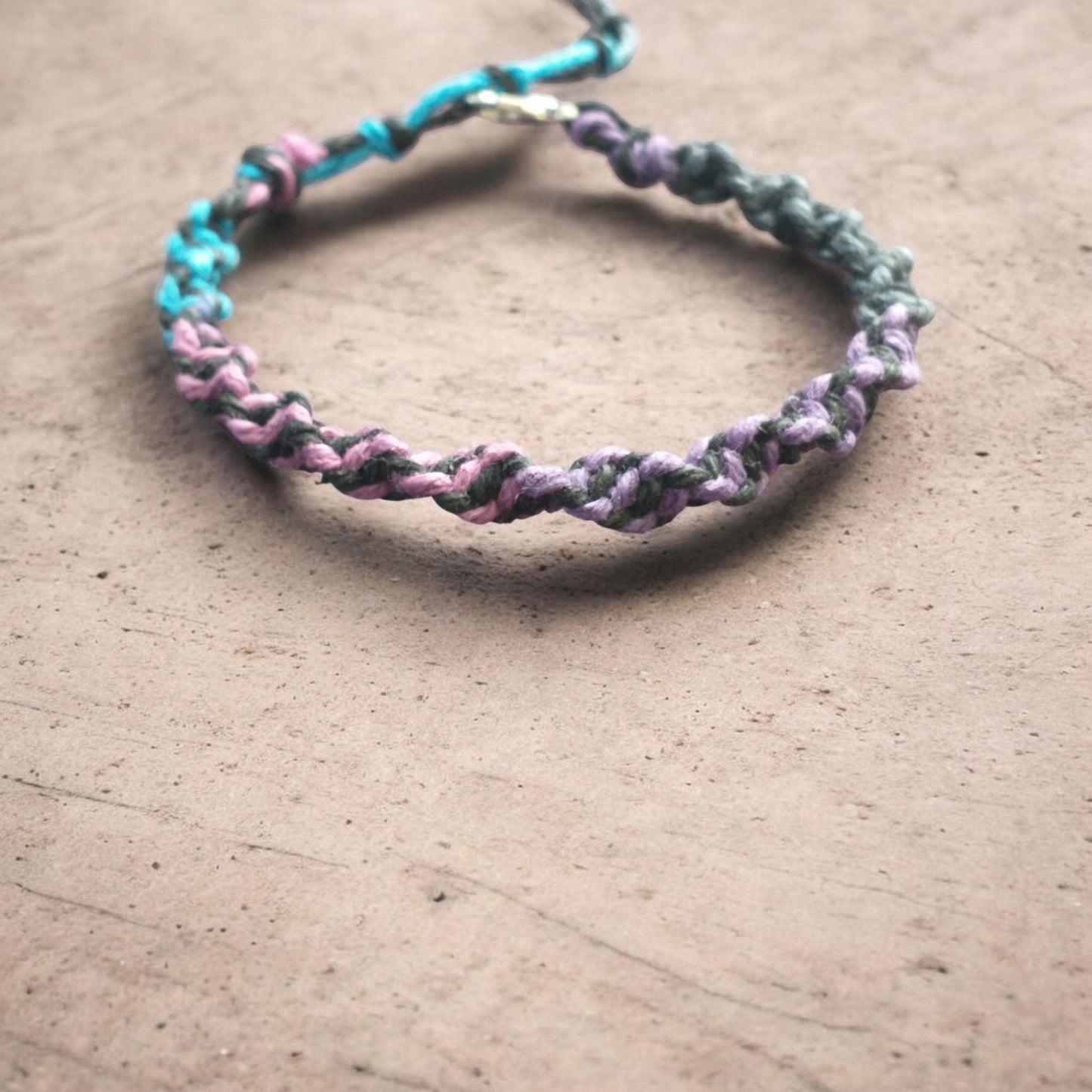 Tye Dye Blue Purple Black Handmade Hemp Bracelet