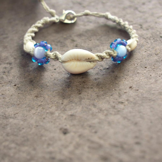 Cowrie Shell Flower Handmade Hemp Bracelet