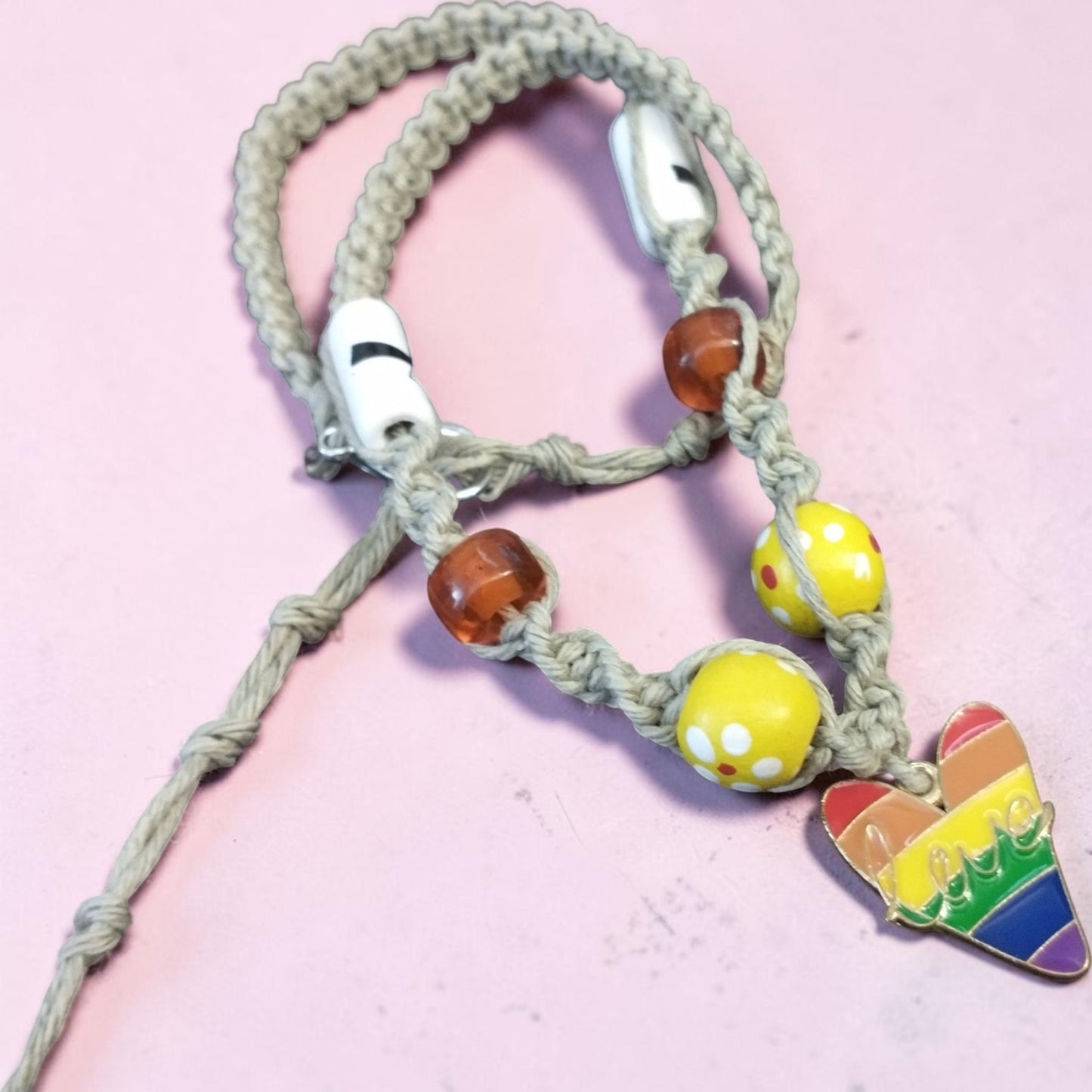 Rainbow Love Handmade Hemp Necklace