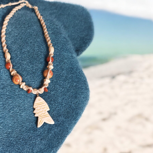 Fish Pendant Hemp Necklace