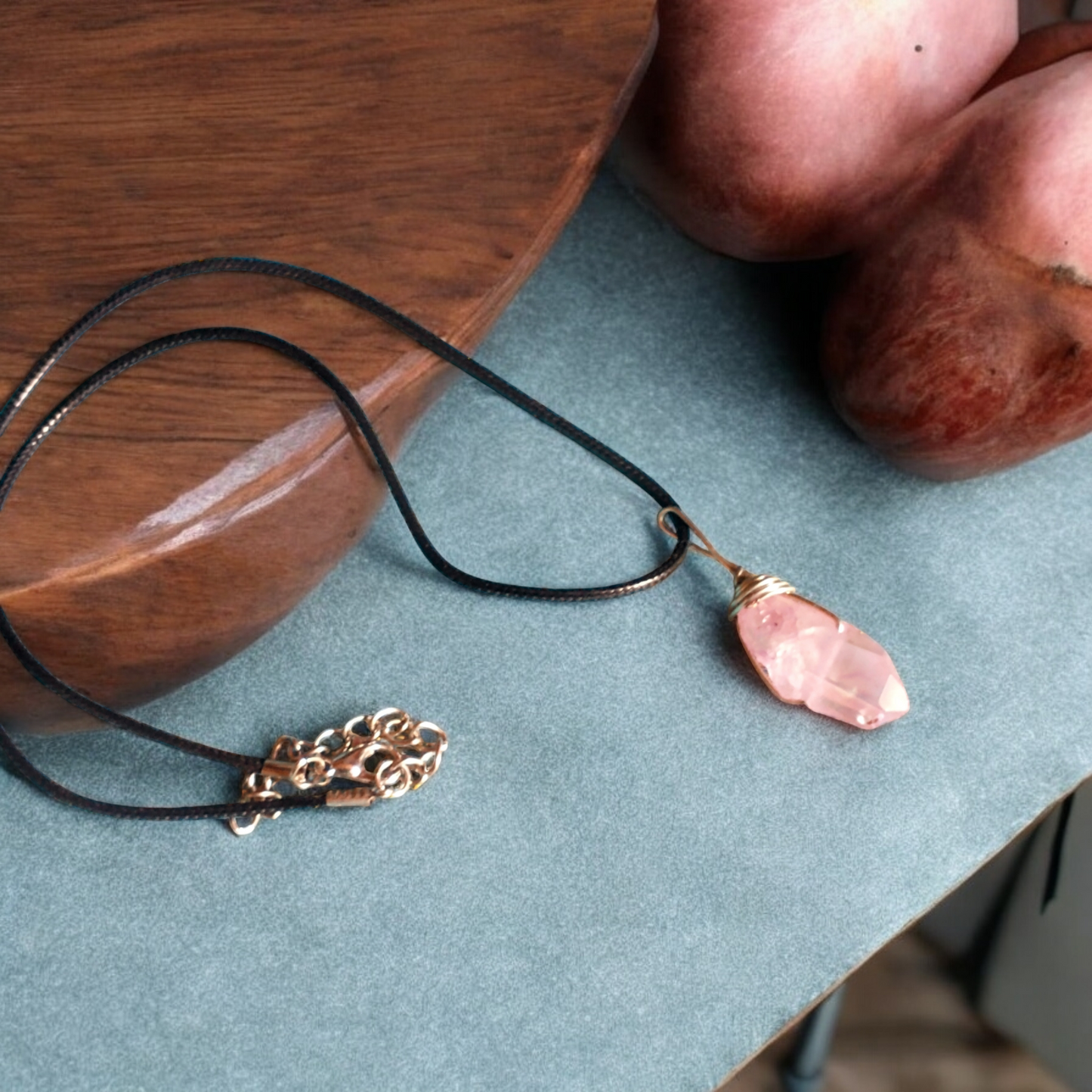 Pink Aura Crystal Pendant Necklace