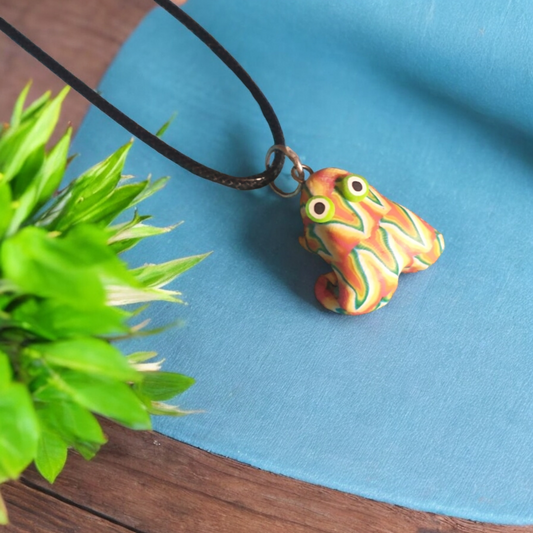 Trippy Clay Frog Pendant Necklace