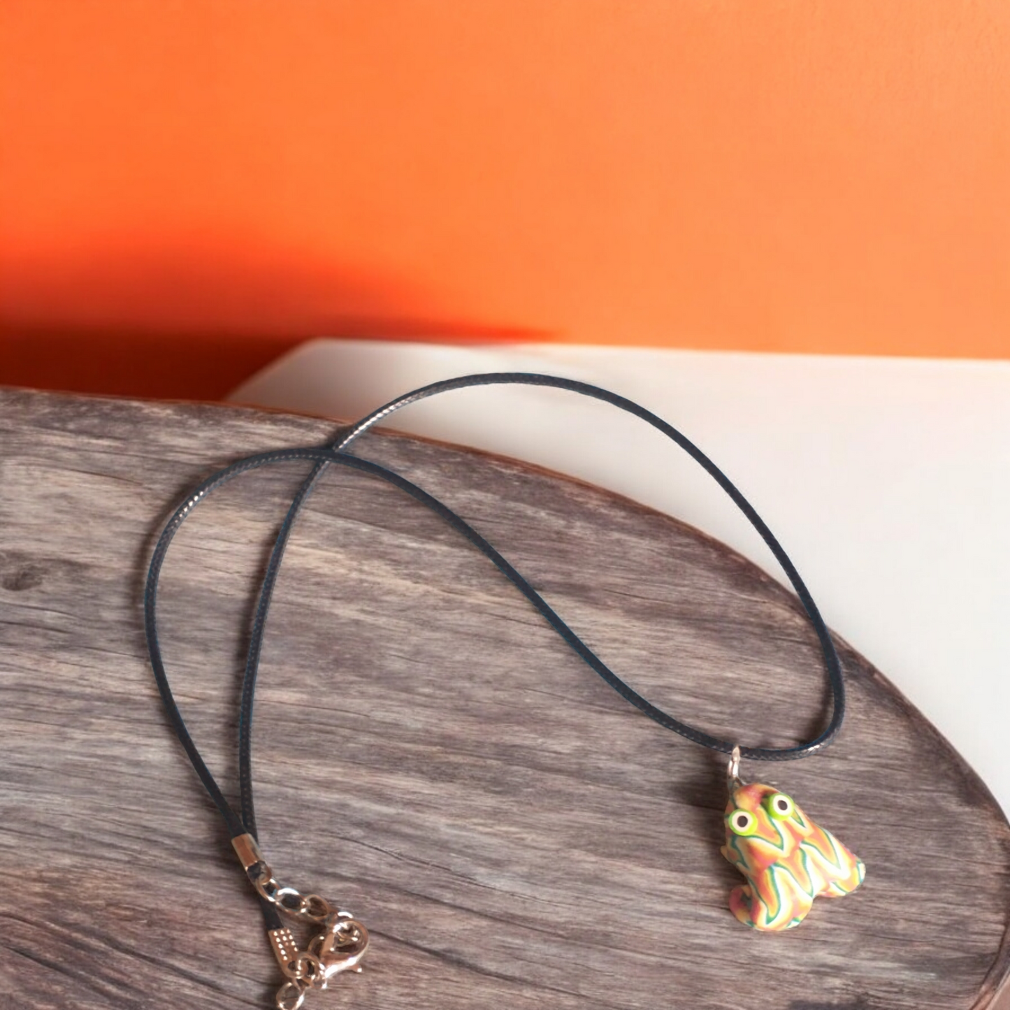 Trippy Clay Frog Pendant Necklace
