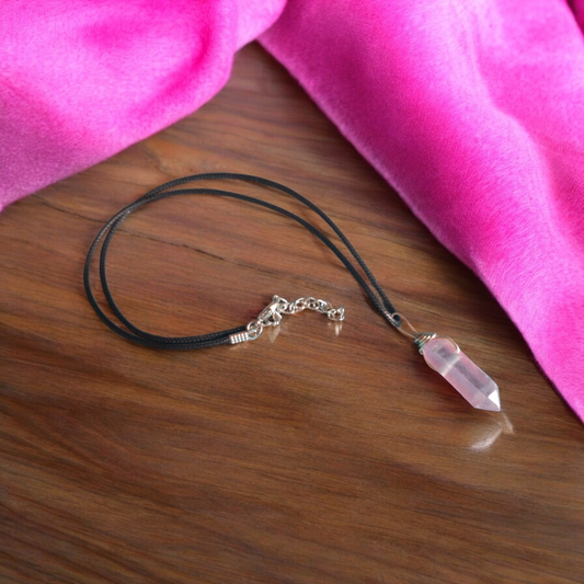 Pink and Blue Aura Crystal Pendant Necklace