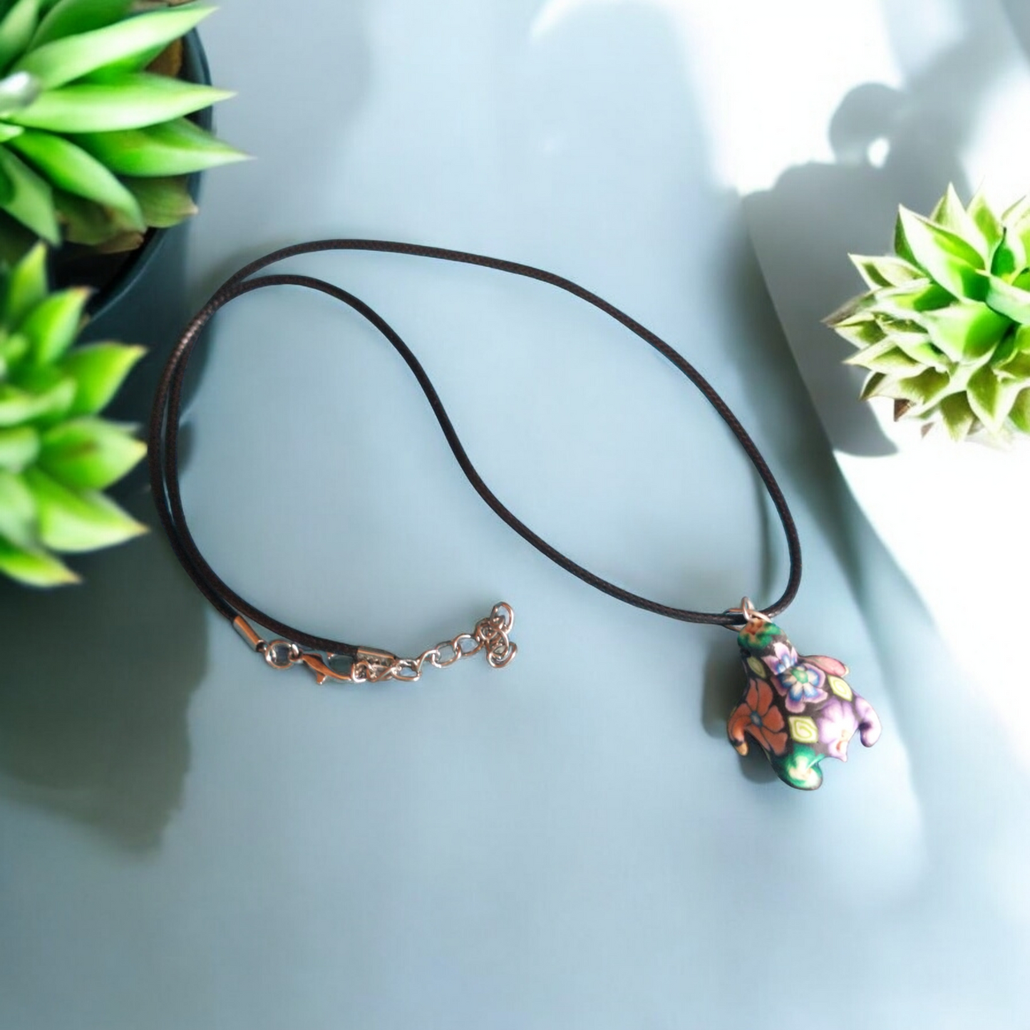 Trippy Clay Turtle Pendant Necklace